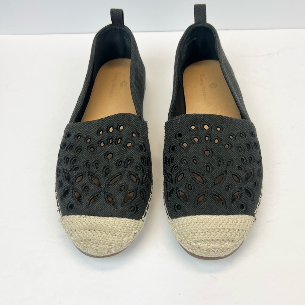 Tommy Bahama Selena Eyelet Espadrille Flats Women’s Size 8M Black and Tan